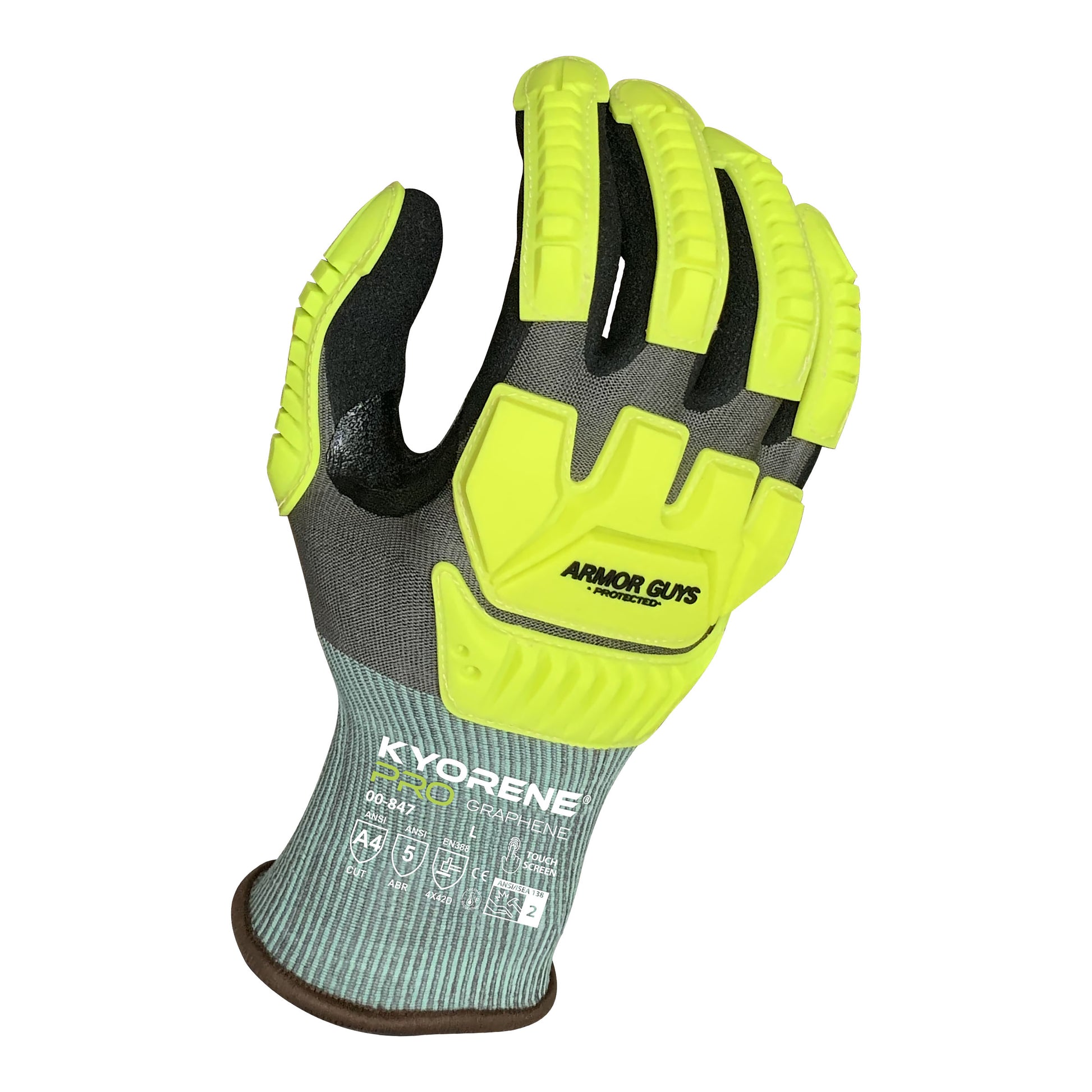 18g Gray Kyorene Pro® Liner With Black HCT® Micro Foam Nitrile Palm Coating and Back Protection, ANSI A4