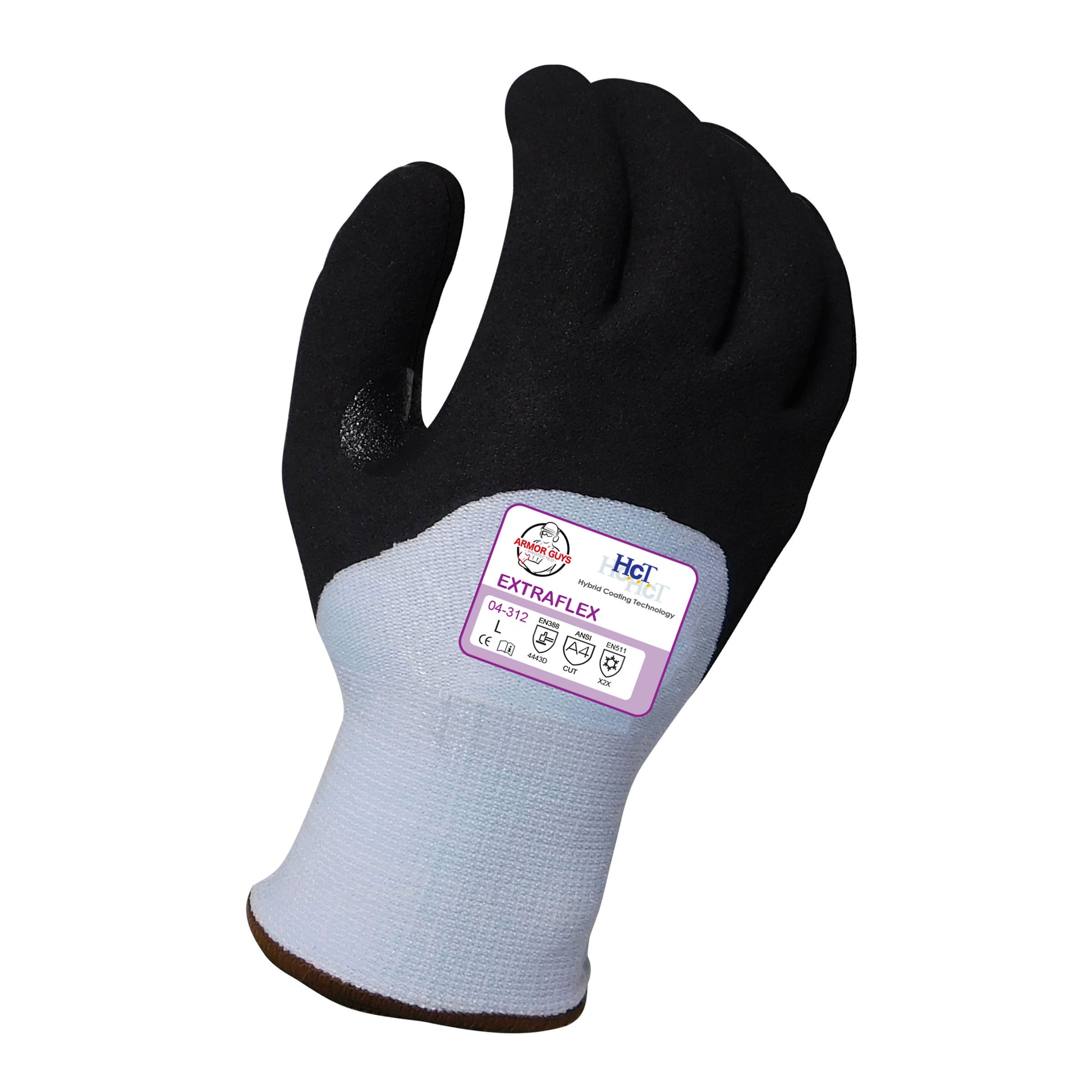 13g ExtraFlex® Cut Resistant Light Blue Engineered Liner With 7g Poly-Acrylic Lining, Black Nitrile Micro Foam HCT® Palm Coating, Nitrile Reinforced Thumb Crotch And 3/4, 6dz/1cs