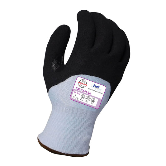 13g ExtraFlex® Cut Resistant Light Blue Engineered Liner With 7g Poly-Acrylic Lining, Black Nitrile Micro Foam HCT® Palm Coating, Nitrile Reinforced Thumb Crotch And 3/4, 6dz/1cs