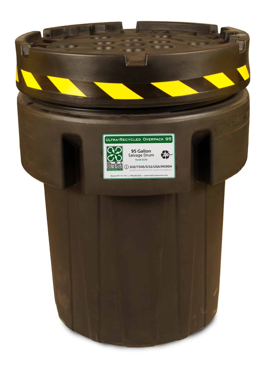 Black Ultra-Overpack Salvage Drums - 95-Gallon (For use with 55-gallon drums) - Recycled