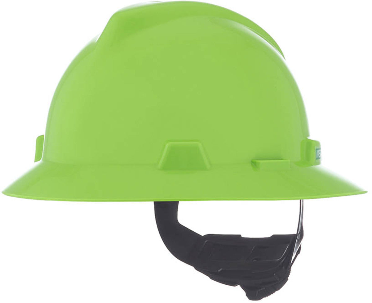 V-gard slotted full-brim hard hat, bright lime green, Fas-Trac III, 20EA/1CS
