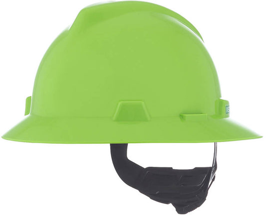 V-gard slotted full-brim hard hat, bright lime green, Fas-Trac III, 20EA/1CS