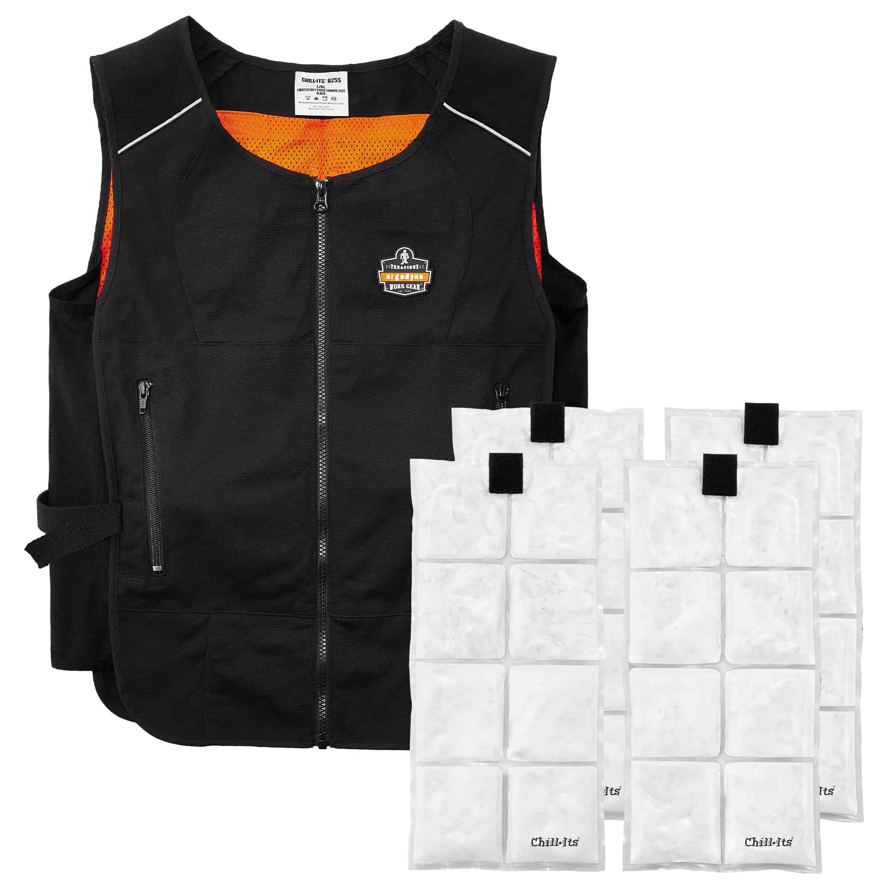 L/XL Chill-Its 6260 Lightweight Phase Change Cooling Vest with Rechargeable Ice Packs