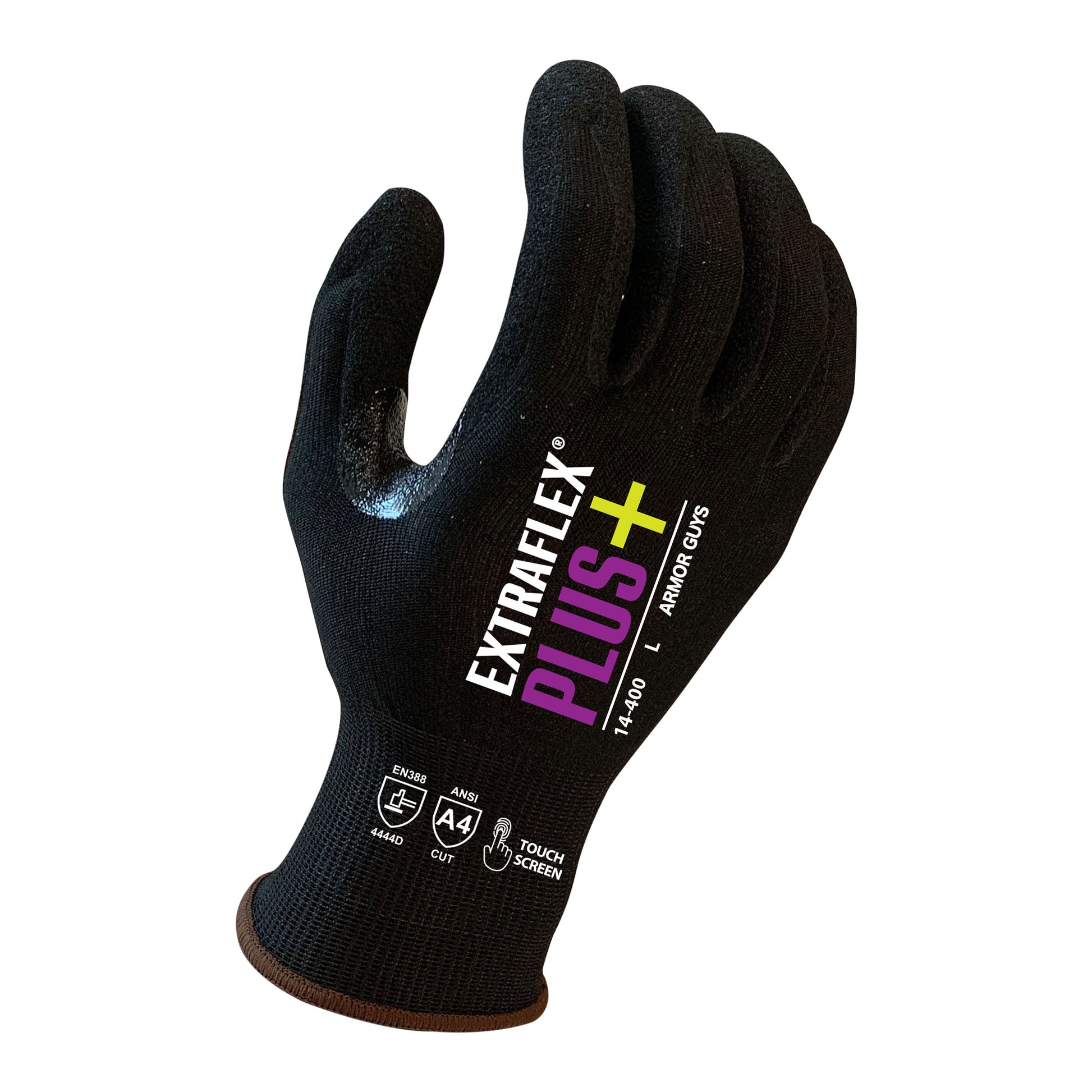 18 Gauge, ExtraFlex Plus® Black Engineered Liner With Black HCT® Micro Foam Nitrile Palm Coating, Thumb Crotch Reinforcement, Touch Screen, ANSI 4, 6dz/cs