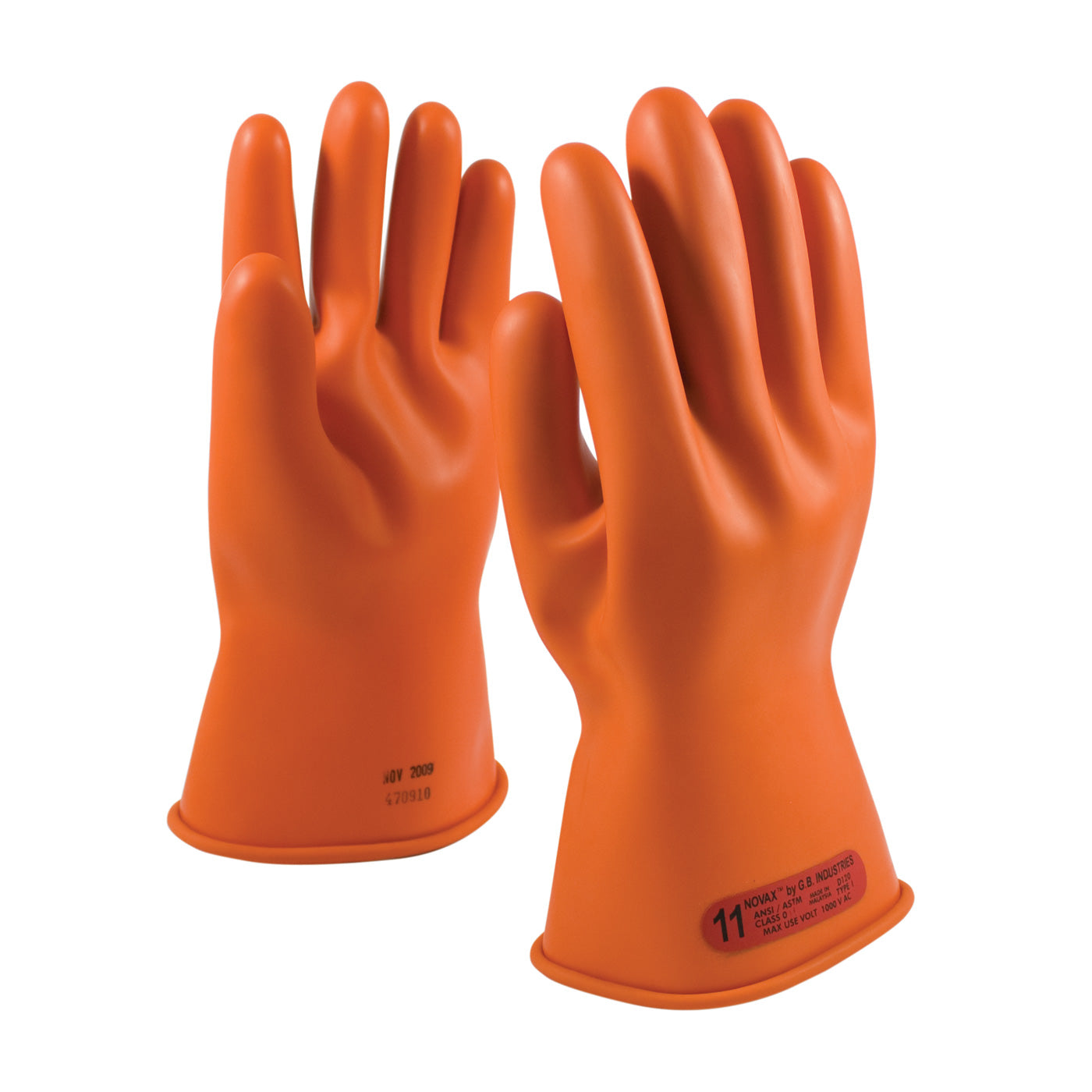 NOVAX, insulating "rubber only" glove with straight cuff, 11" ORANGE
