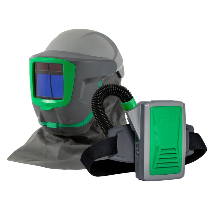 RPB Z-Link Respirator includes: 16-010-21 Z-link with 16-721 FR Shoulder Cape, 16-670 Weld Visor with ADF, 04-831 Breathing Tube, 03-801-FR PX5 PAPR Assembly
