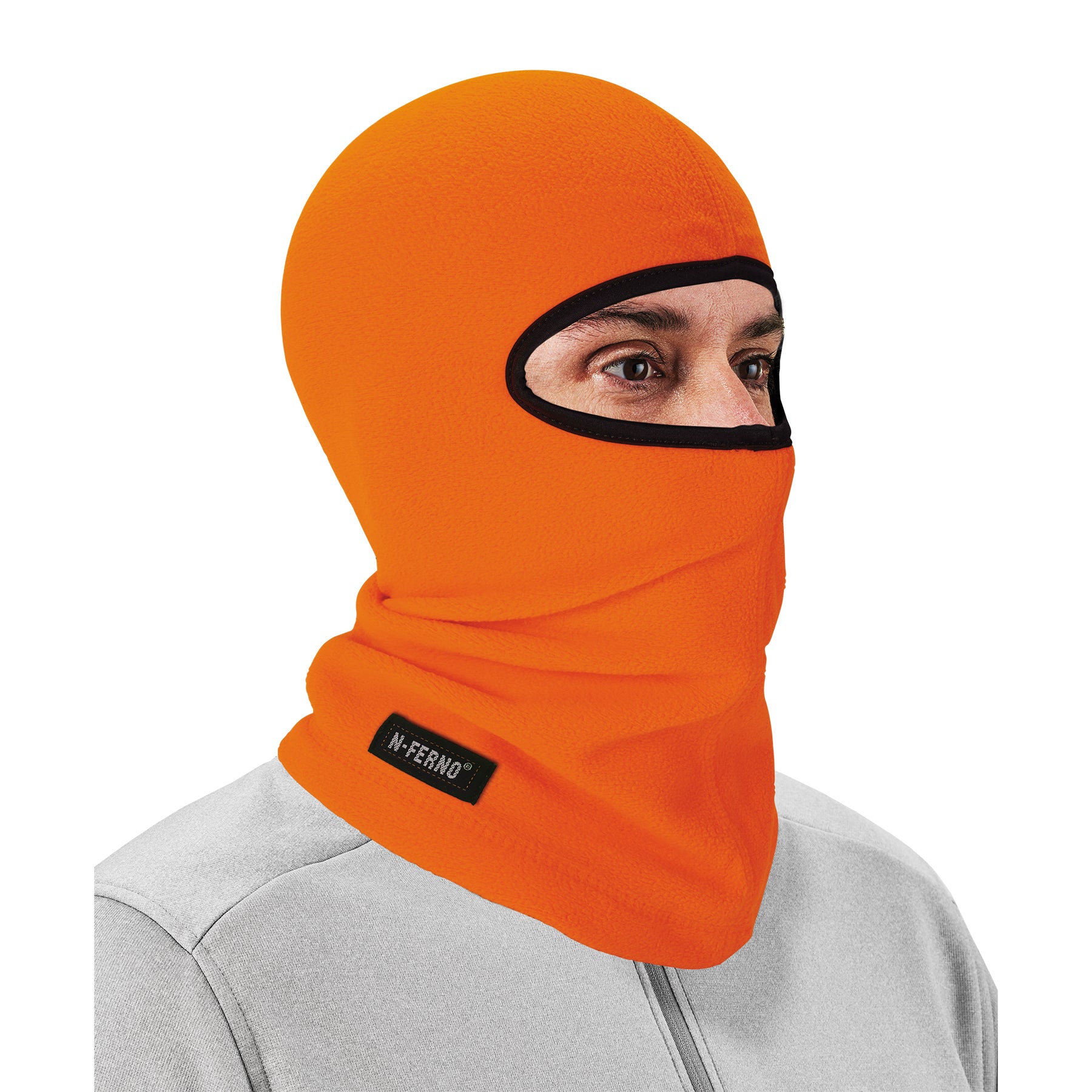 N-Ferno 6821HV balaclava face mask 2-way stretch fleece, ORANGE 12EA/1PK