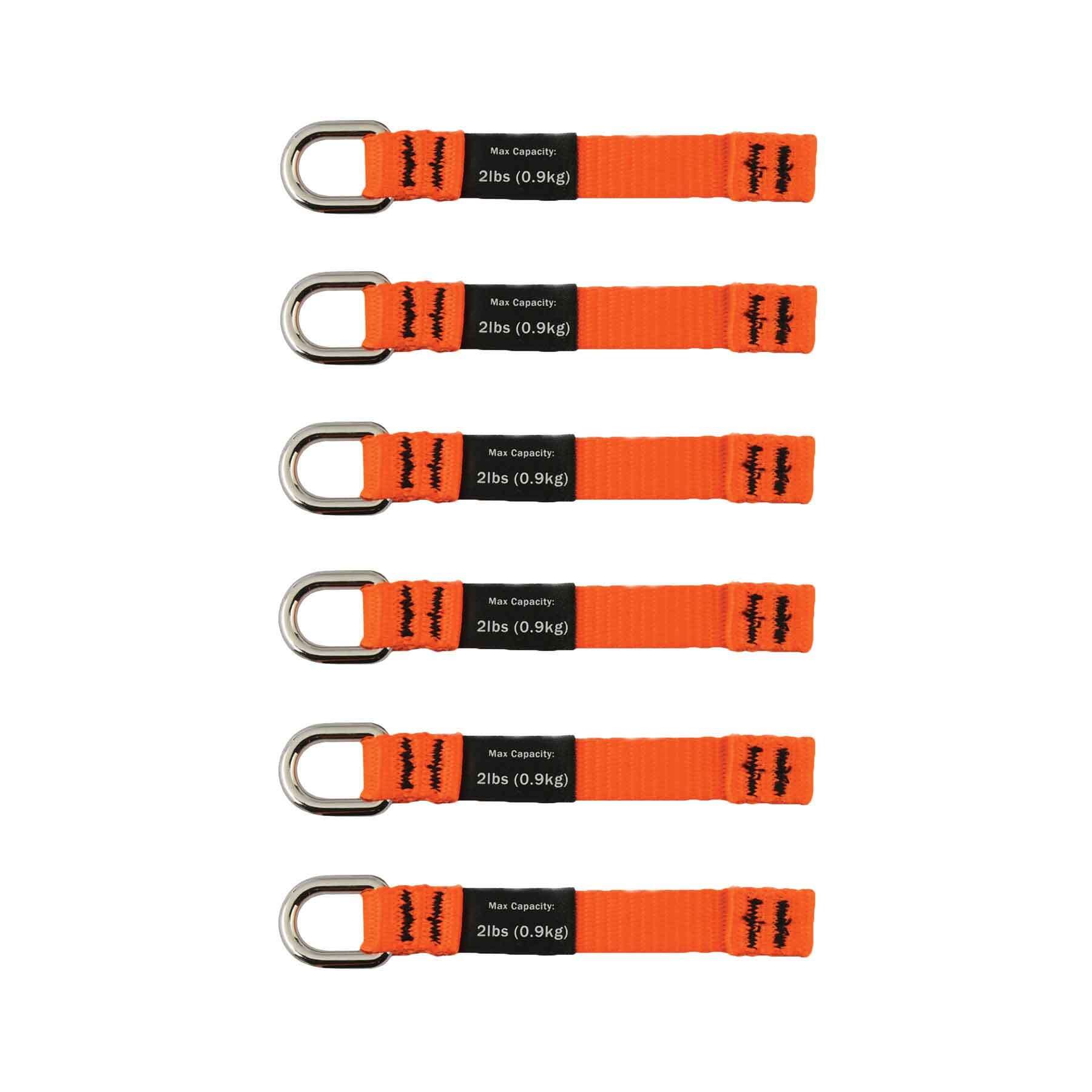 Orange Medium 6PK Squids 3700 Web Tool Tether Attachment - D-Ring Tool Tails - 2lbs 
6PK/120/1CS