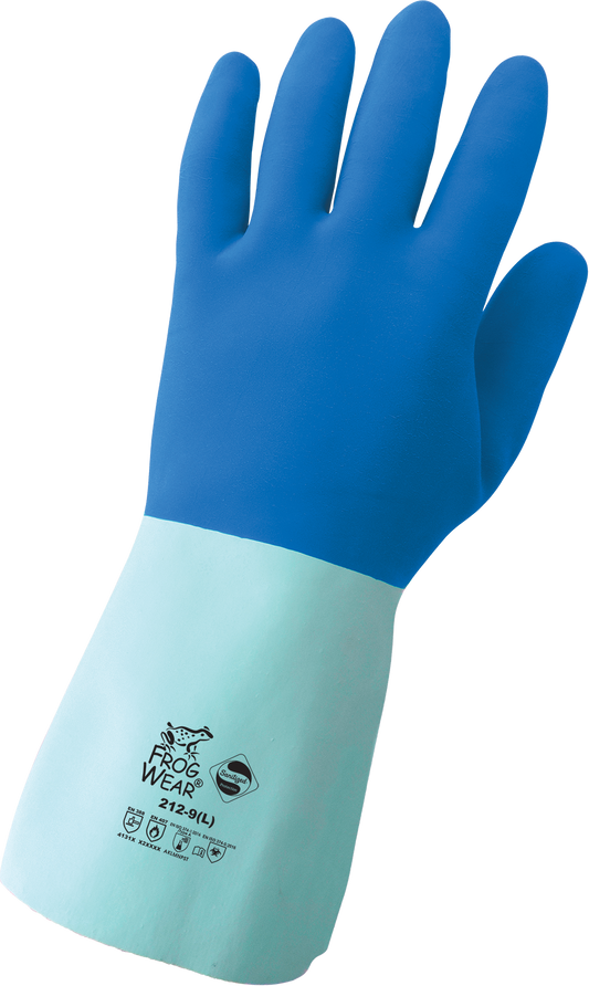FrogWear Supported Cotton-Lined Blue Flexible Natural Rubber Latex Gloves