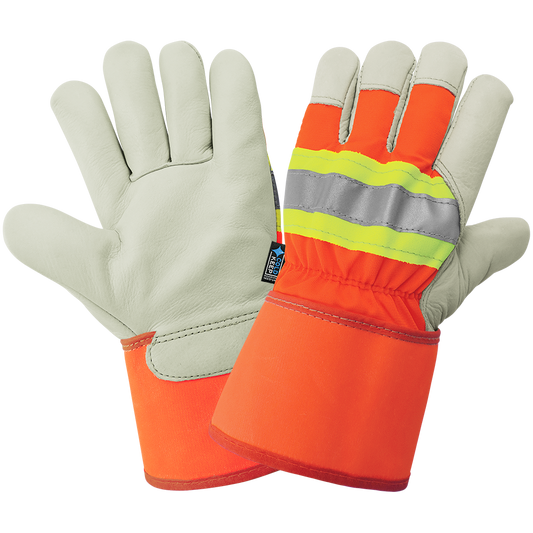 3M Scotchlite High-Visibility Standard-Grade Cowhide Leather Insulated Gloves with Safety Cuff 6DZ/1CS