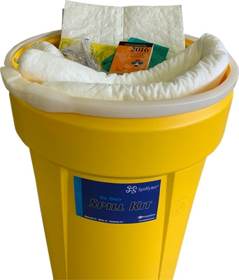 Oil Only 55gal lab pack with lid, spill kit. 20-3"x4' socks, 200 oil only pads, 1 disposal bag, 1pr nitrile gloves, 1 pr splash goggles