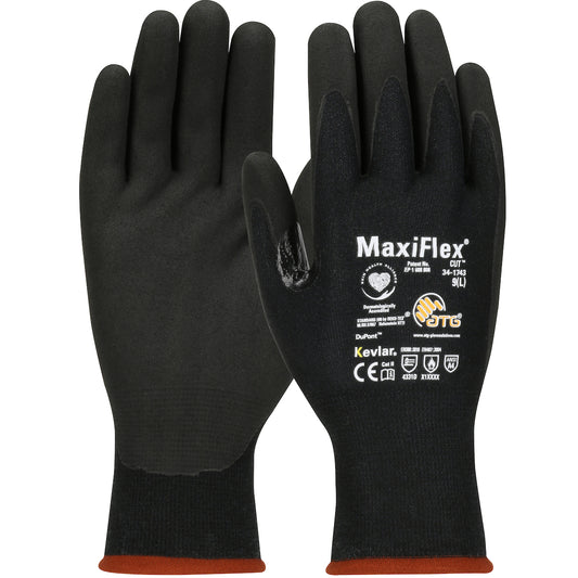 Maxiflex Cut Glove, Black Kevlar Blended Shell, Microfoam Nitrile Grip, Ansi A4
