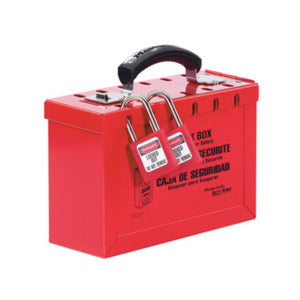 MasterLock 498A Lock Box, MetalGroup, 9-1/4" L, 6" H, 3-3/4" W, Steel, Red