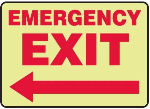 Glow-In-The-Dark Safety Sign: Emergency Exit (Left Arrow), 10" X 14", Lumi-Glow Flex
