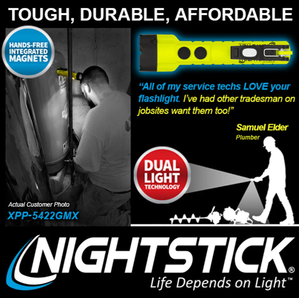 Dual-Light Flashlight w/Dual Magnets