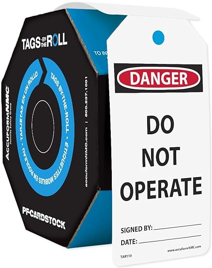 Danger Tags By-The-Roll: Do Not Operate, cardstock, 100 tags per roll