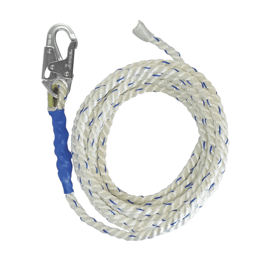 Premium Polyester Blend Vertical Lifeline with Taped End - 25 ft