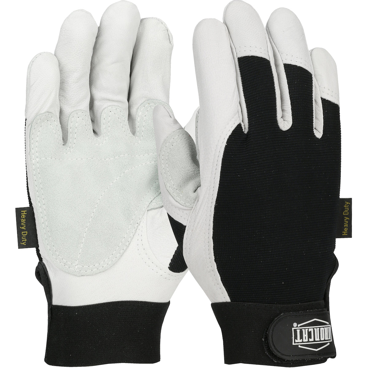 Heavy Duty Top Grain Goatskin Leather Reinforced Palm Glove with Fabric Back