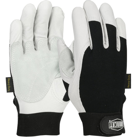 Heavy Duty Top Grain Goatskin Leather Reinforced Palm Glove with Fabric Back