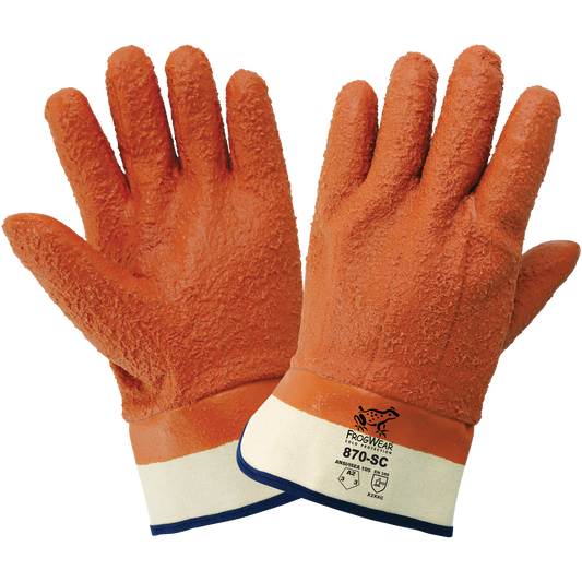 FrogWear® Cold Protection Heavy-Duty Rough Finish PVC Cut, Abrasion, and Puncture Resistant Gloves