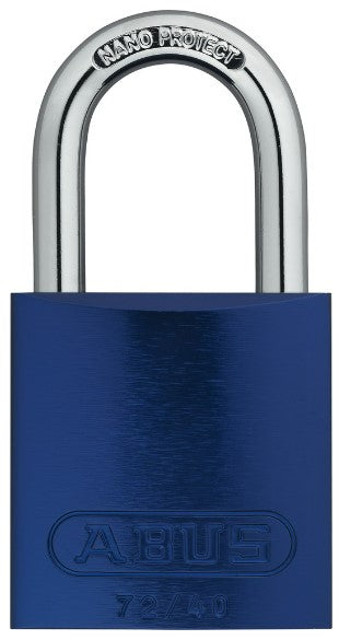 Aluminum-Covered Aluminum Core Padlock 72 -Blue - keyed alike