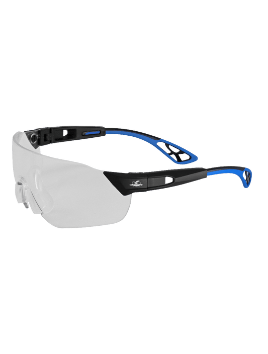 Tetra Safety Glasses with Telescoping Temples, Smoke AF Lens, Blue Nose and Temples, 12/bx