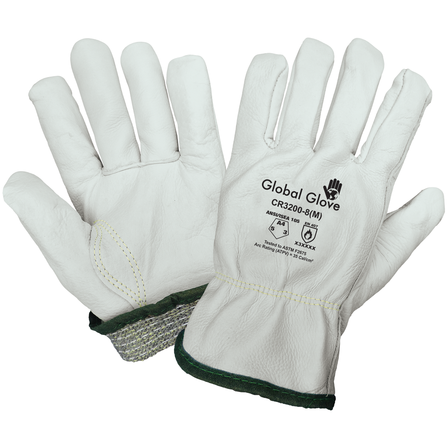 Cow leather A4, Arc flash level 3, ATPV = 35 Cal/cm², 6DZ/1CS