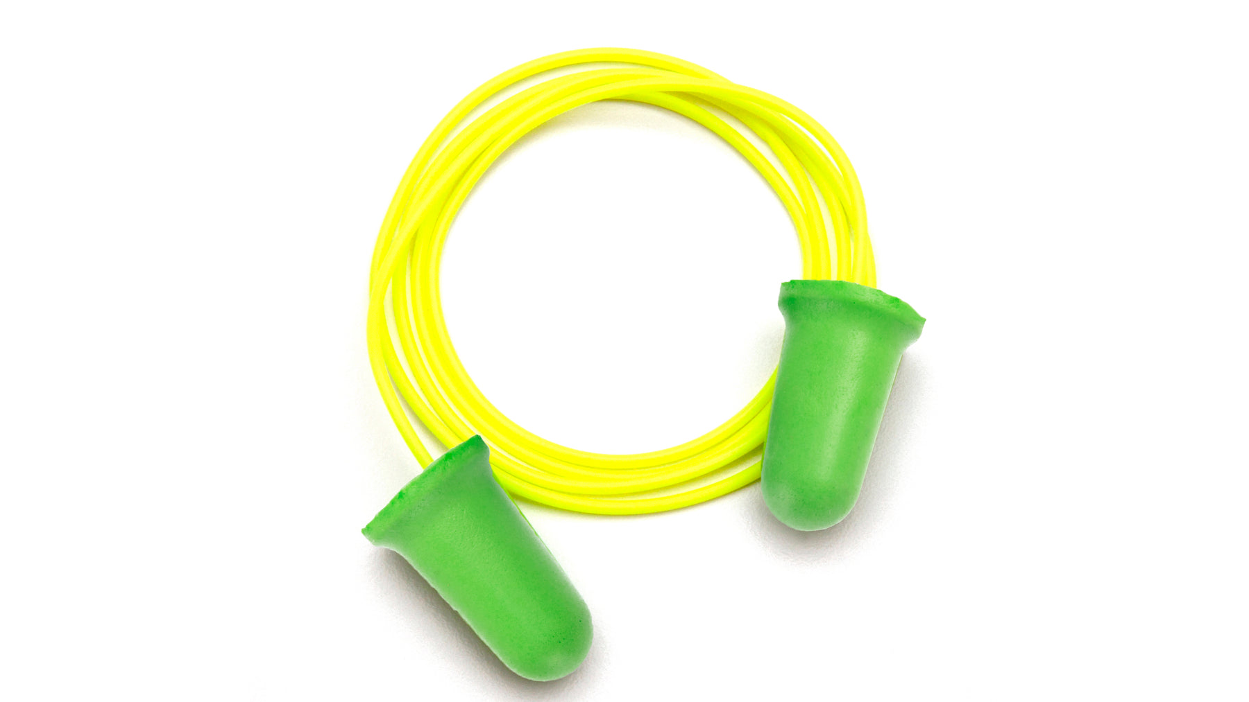 Green bell Shaped Plug - yellow corded - Polybag with dispenser- NRR30dB 100 pair/box 10bx/1cs