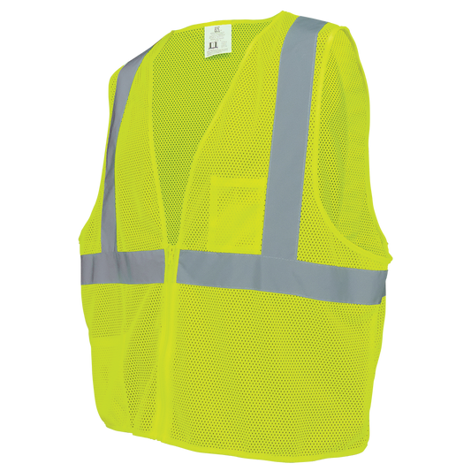 Ansi class II vest, hi-vis lime with two pockets, 50/cs