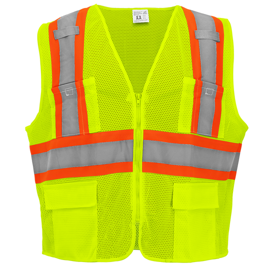 Frogwear Surveyors Hi-Vis Vest, contrasting stripes, 6 pockets, zipper closure, 50/cs