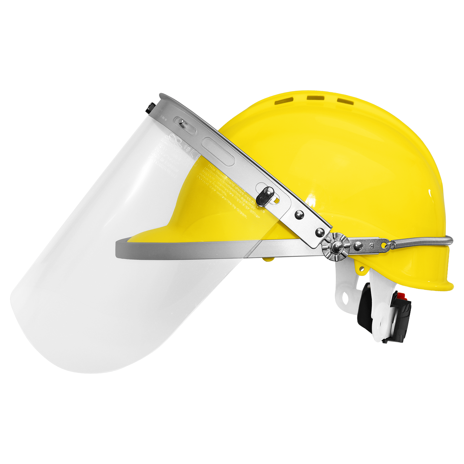 Bullhead Safety Head Protection Clear Polycarbonate Face Shield - HH-PB1, Universal slots will accommodate a wide variety of headgear, 200EA/1CS