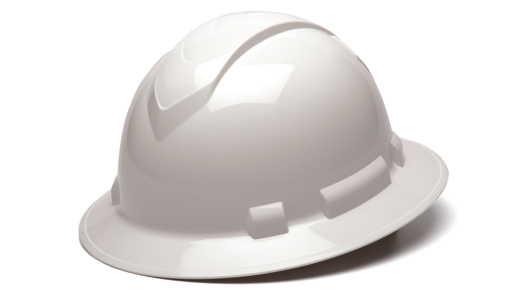 Ridgeline Full Brim Hard Hat , White, 4 pt rachet suspension