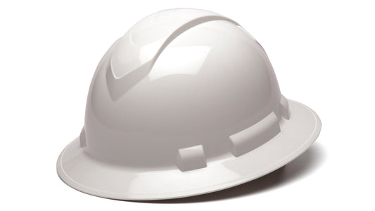 Ridgeline Full Brim Hard Hat , White, 4 pt rachet suspension