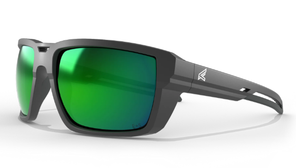 Lassen - Matte Black Frame with Polarized Aqua Precision Green Mirror