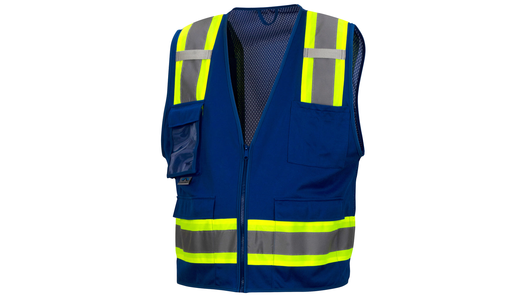 Survey Vest w/clear pocket-Blue-50/cs