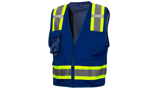 Survey Vest w/clear pocket-Blue-50/cs