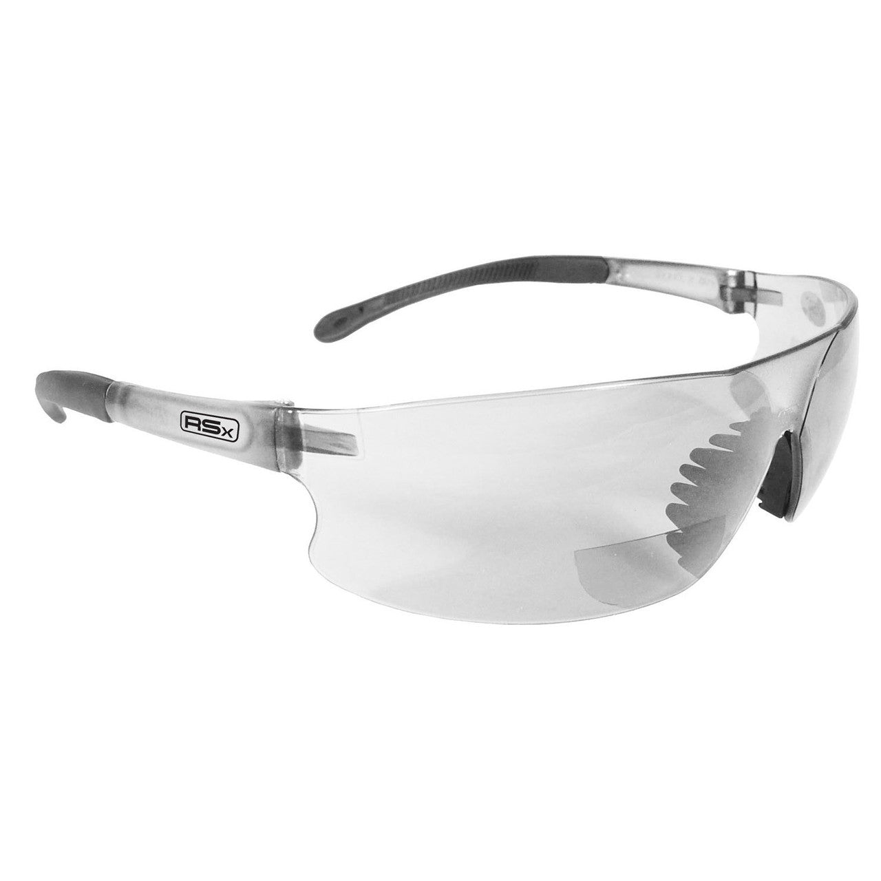 Rad sequel 1.5, lightweight bi-focal glasses with cushioned, non-slip rubber tipped temples, clear