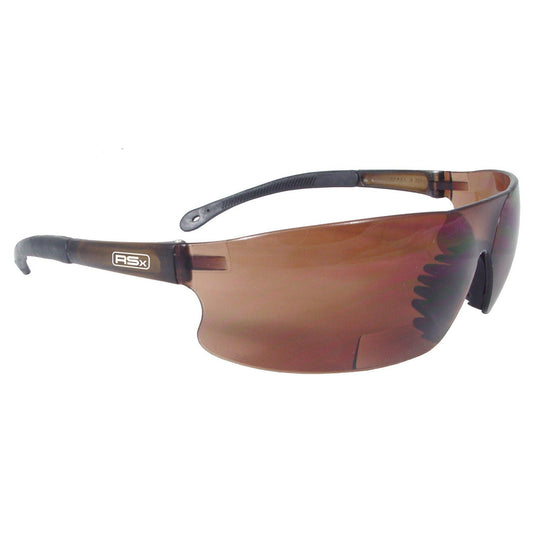 Rad sequel 1.5, lightweight bi-focal glasses with cushioned, non-slip rubber tipped temples, coffee