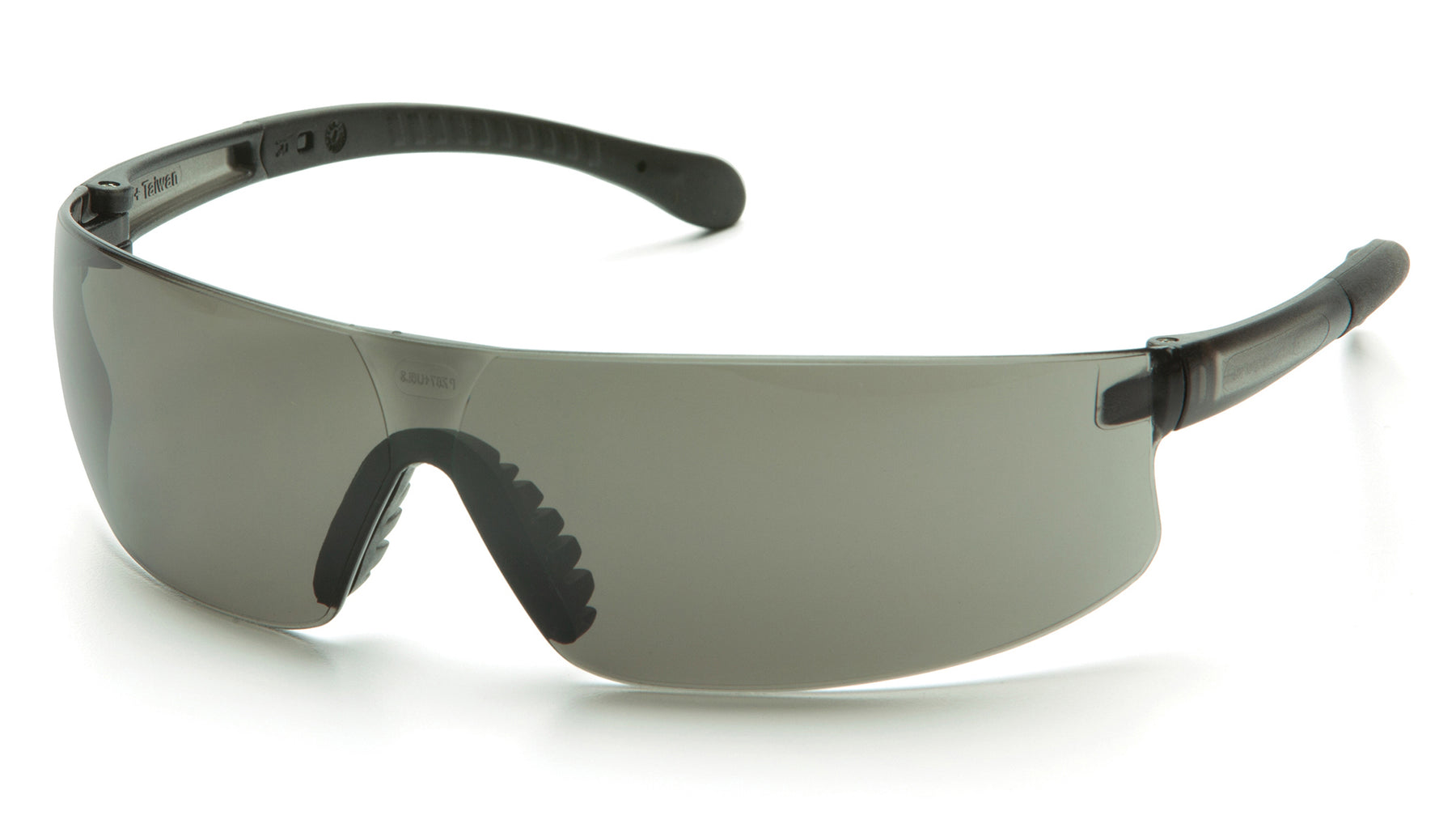 Gray lens, soft nose piece provides comfort fit , rubber temples provide non-slip comfort