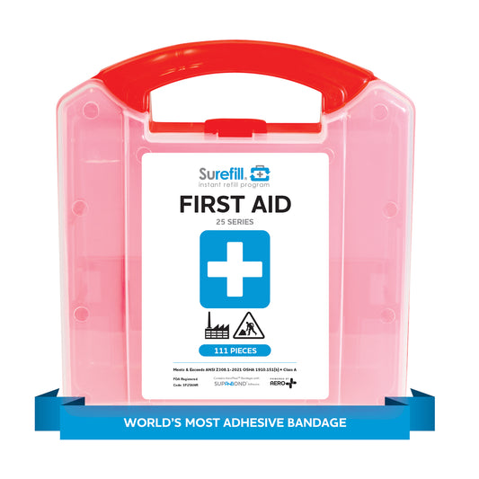SUREFILL 25 ANSI A+ First Aid Kit - Retail Plastic Case - 4/cs