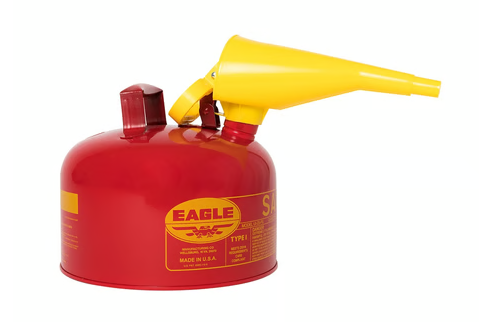 2.5 Gallon Steel Safety Can for Flammables, Type I, Flame Arrester, Funnel, Red