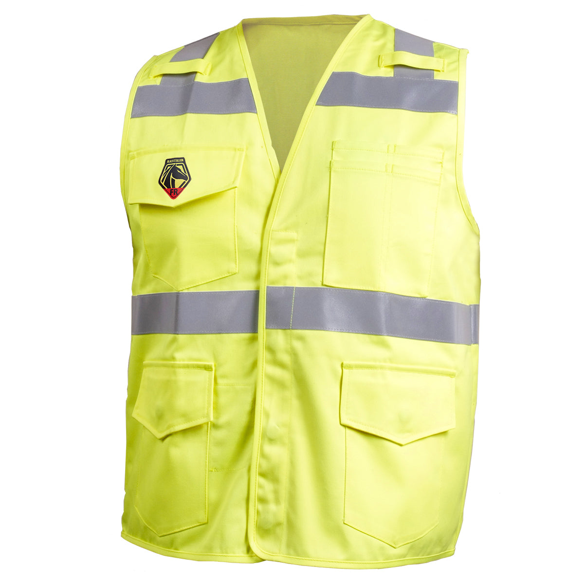 9oz FR ANSI Hi-Vis 100% cotton, vest with silver reflective, CAT2, class 2