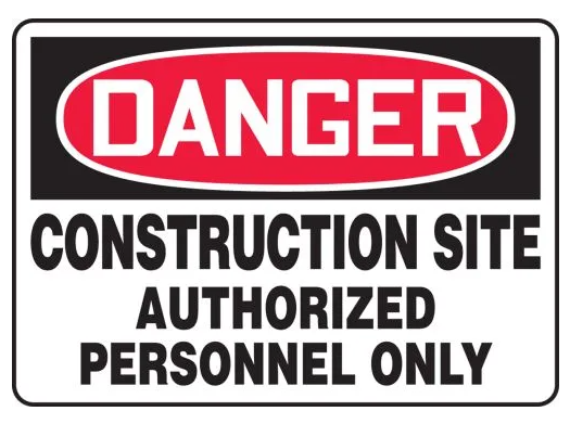 OSHA Sign, Danger Construction Site Authorized Personnel Only, 10" X 14", Plastic