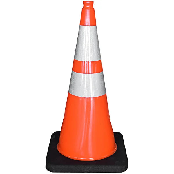 Cortina Series 28" Orange Traffic Cone with 10 lb. Base and Double Reflective Collars