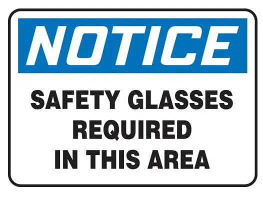 Safety Glasses Required Sign