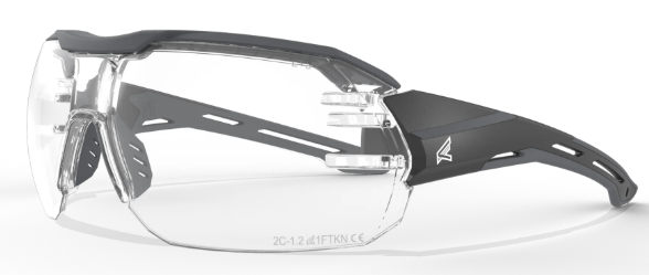 Kabru - Black Frame with Gray TPR/Vapor Shield Clear Lenses