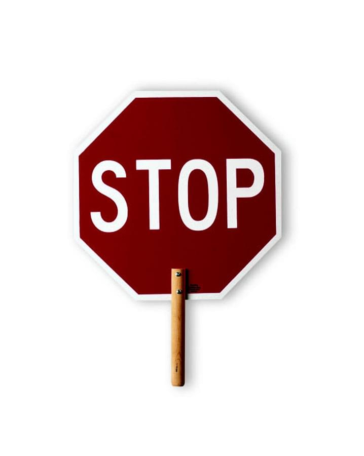 Paddle, 18" x 18" Stop/Slow, Non-Reflective, w/Wooden Handle