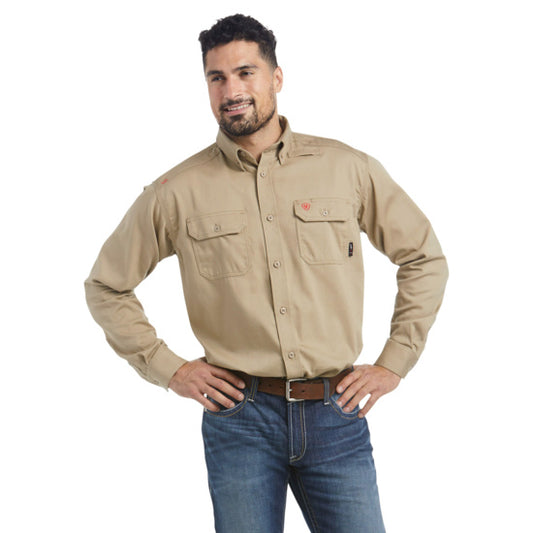 FR Solid Work Shirt - Beige/Khaki