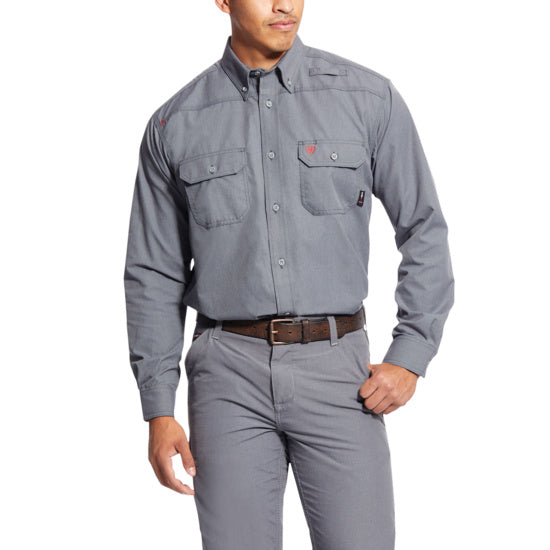 Men's FR Featherlight, button down work shirt - gunmetal gray