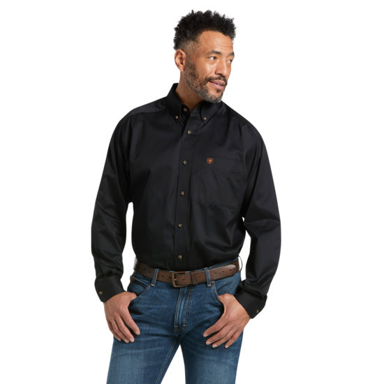 Solid Twill Classic Fit Shirt - black, button down